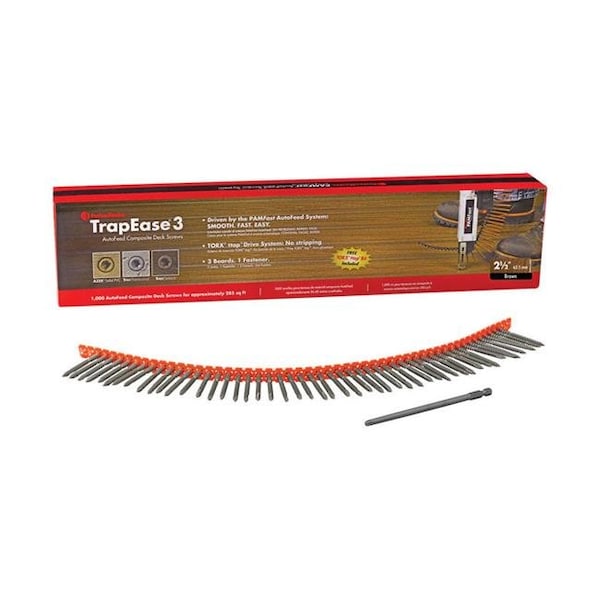 Fastenmaster Fastenmaster 5958145 TrapEase3 No.20 x 2.5 in. Torx TTAP Star Head Dark Brown Carbon Steel Deck Screws - 1000 Per Box 5958145 - main